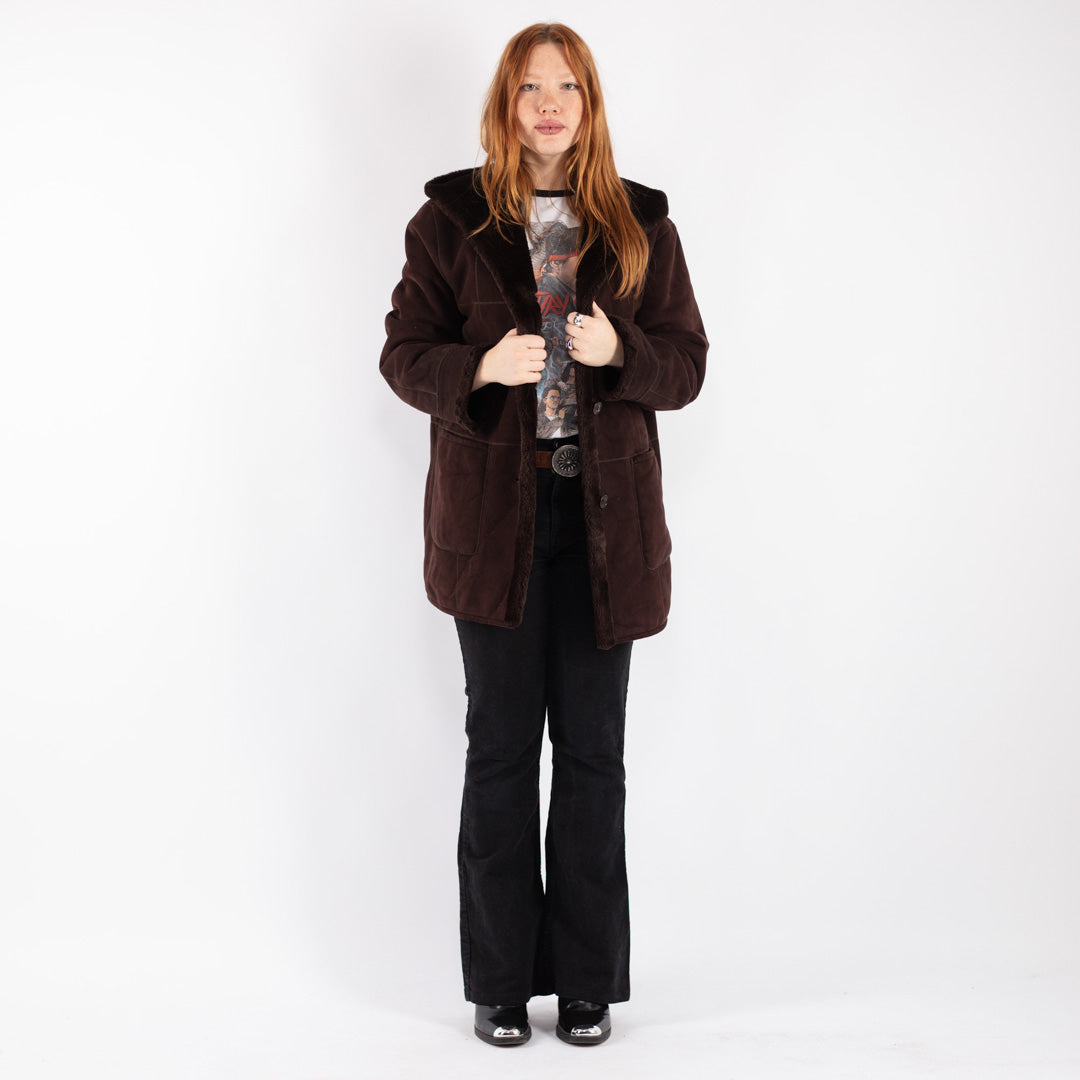 Vintage 90's Women Sherpa Coat in Brown