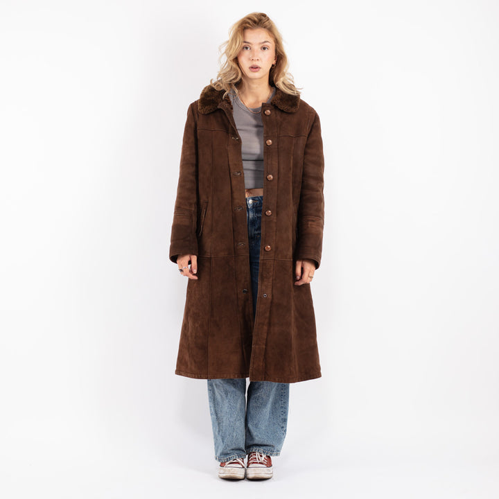 Vintage 70's Women Sheepskin Coat in Brown