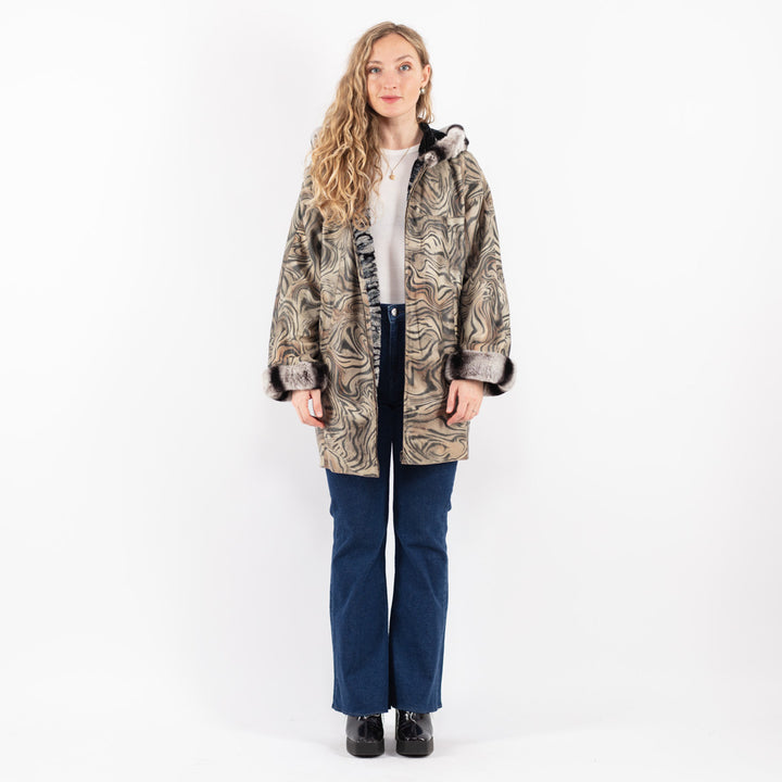 Vintage 90's Women Sherpa Coat in Multi