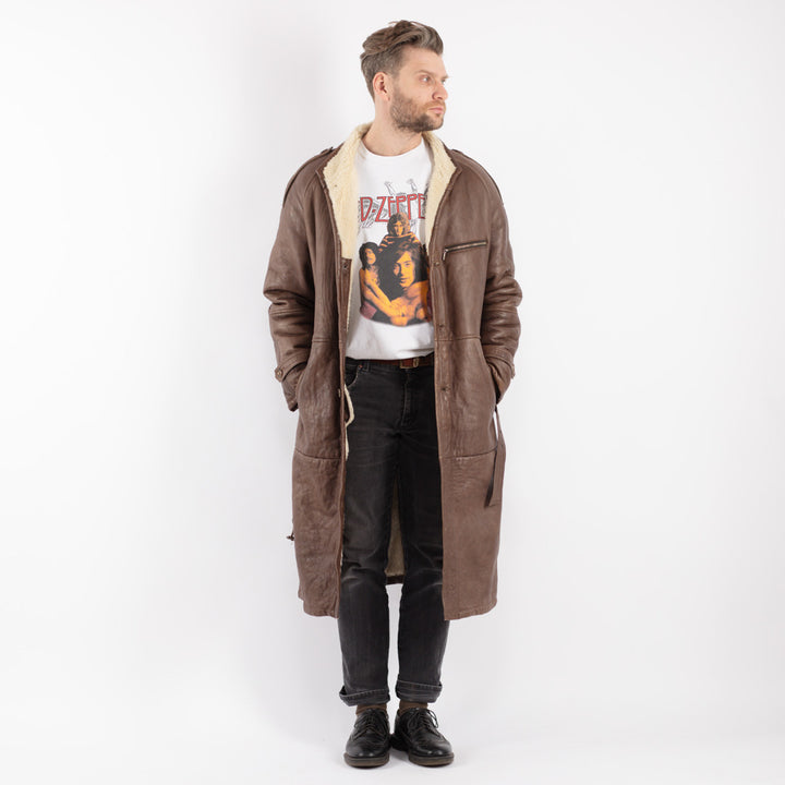 Vintage 70's Men Sheepskin Coat in Brown