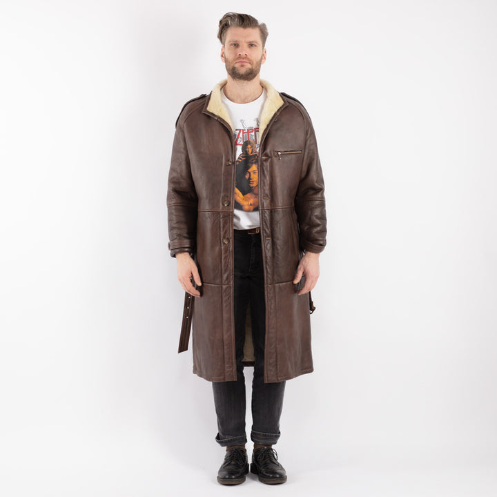 Vintage 70's Men Sheepskin Coat in Brown