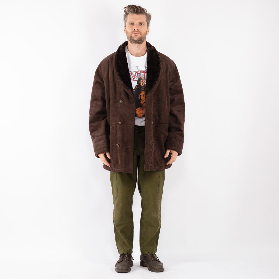 Vintage Men Faux Sheepskin in Brown