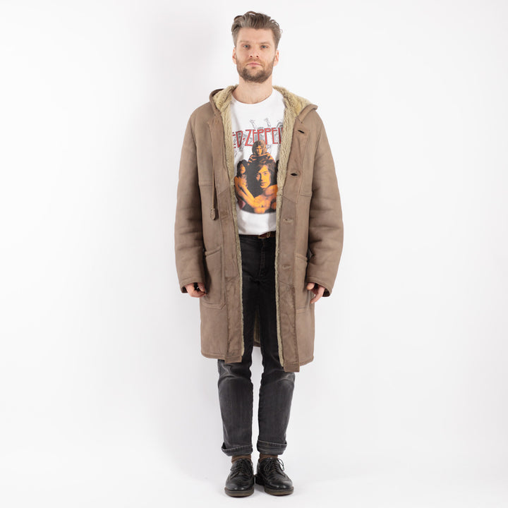 Vintage 70's Men Sheepskin Coat in Beige