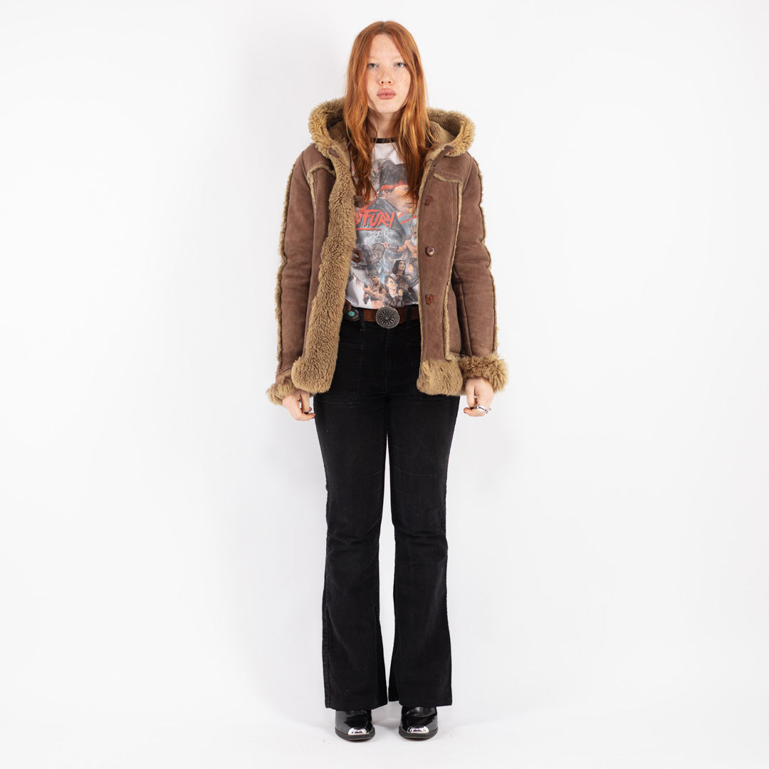 Vintage 70's Women Sheepskin Jacket in Brown