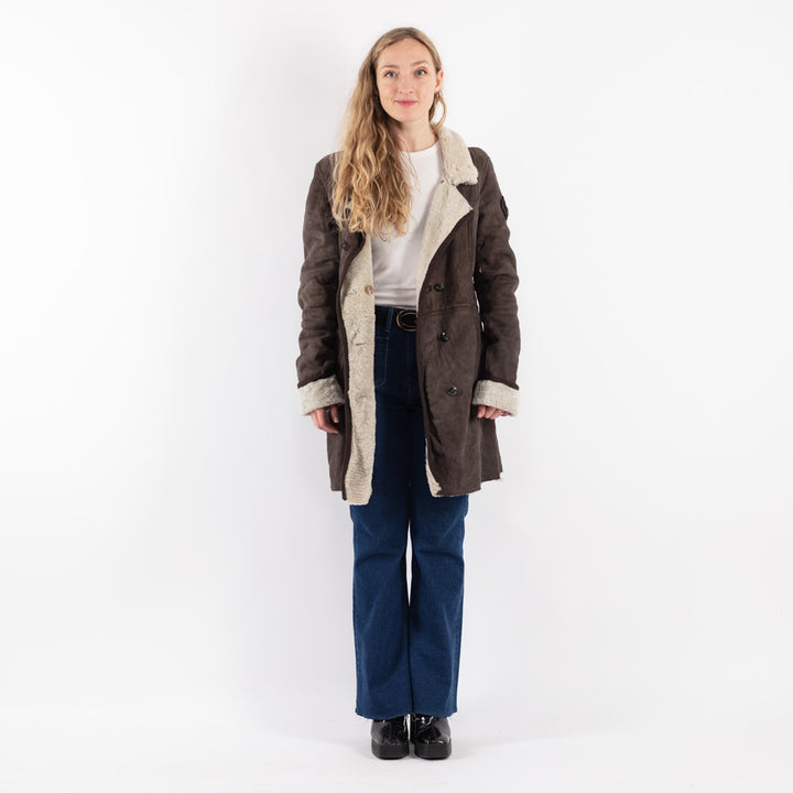 Vintage 00's Women Sheepskin Coat in Brown