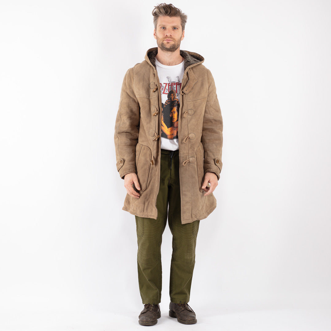 Vintage 70's Men Sheepskin Coat in Beige