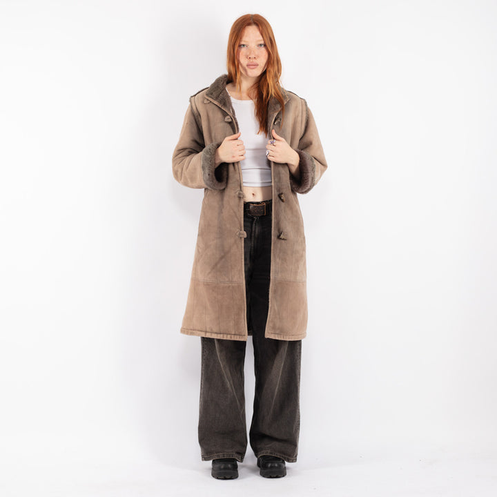 Vintage 70's Women Sheepskin Coat in Beige