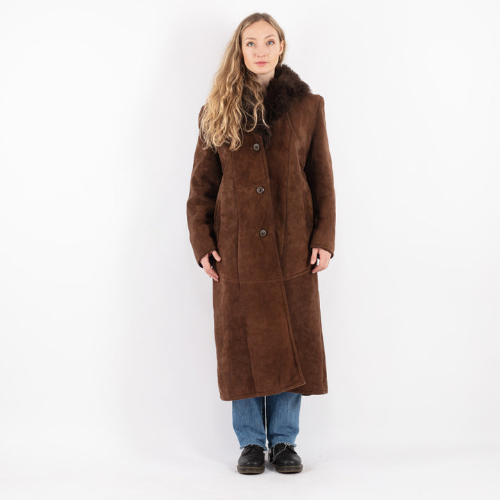 Vintage 70's Women Sheepskin Coat in Brown
