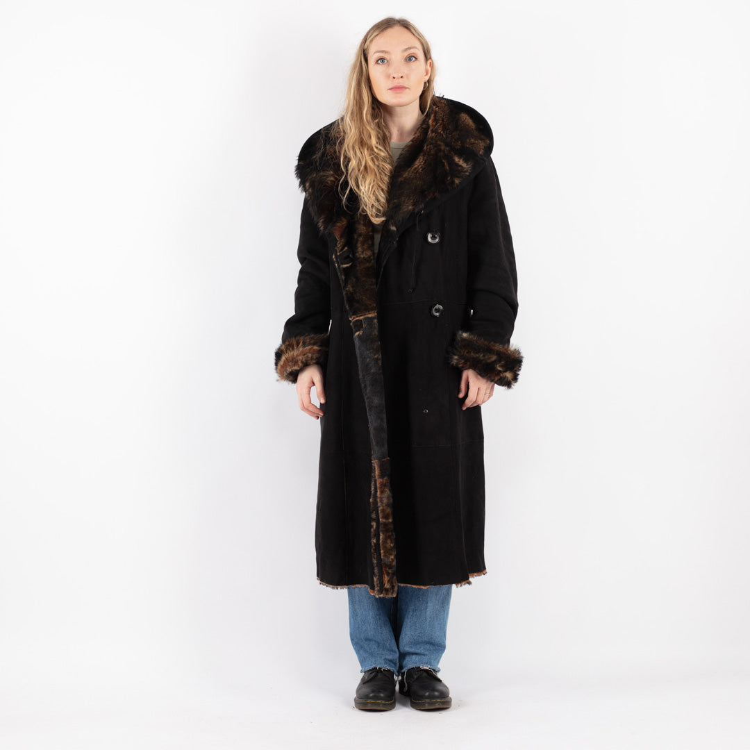 Vintage 90's Women Sheepskin Coat in BlackV9032