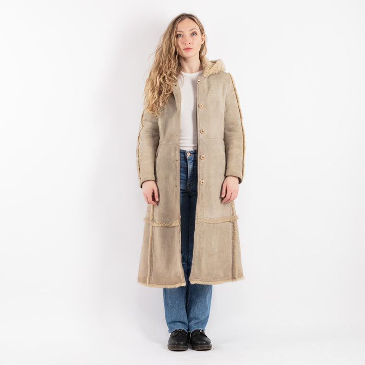 Vintage 80's Women Sheepskin Coat in BeigeV9076