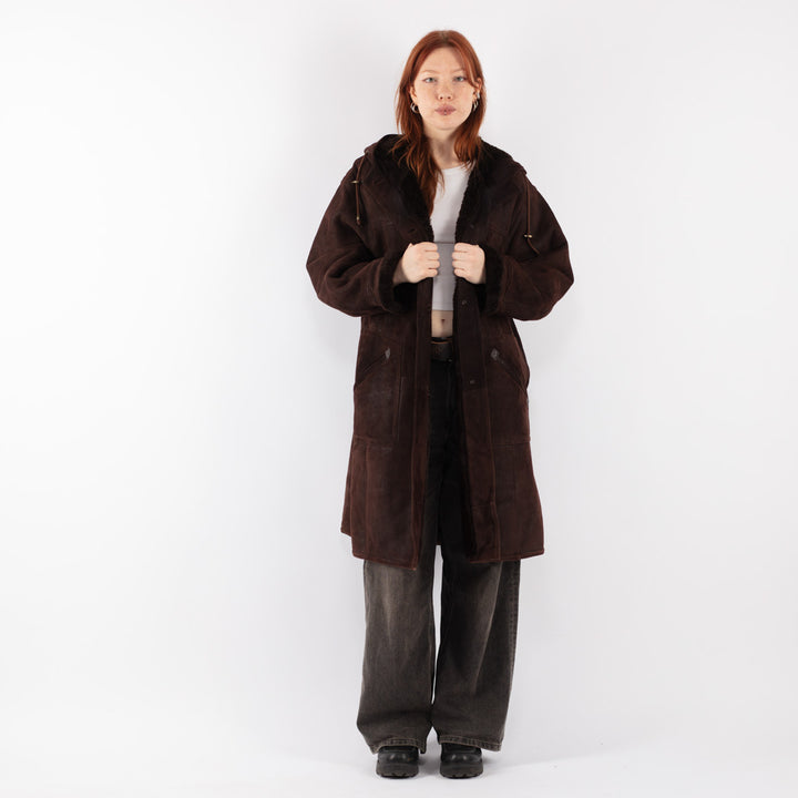 Vintage 70's Women Sheepskin Coat in Brown