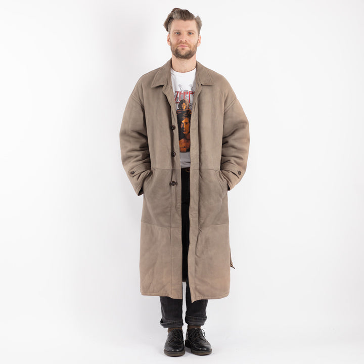 Vintage 70's Men Sheepskin Coat in Beige