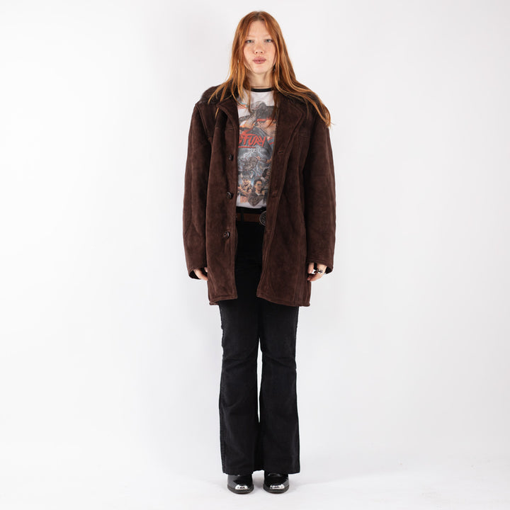 Vintage 70's Women Sheepskin Coat in Brown