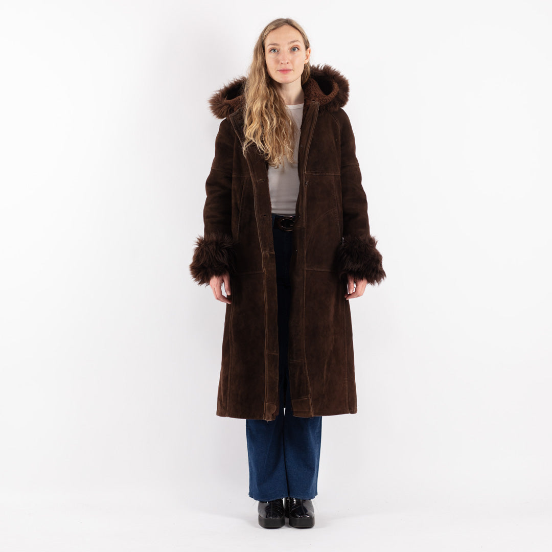 Vintage 70's Women Sheepskin Coat in Brown
