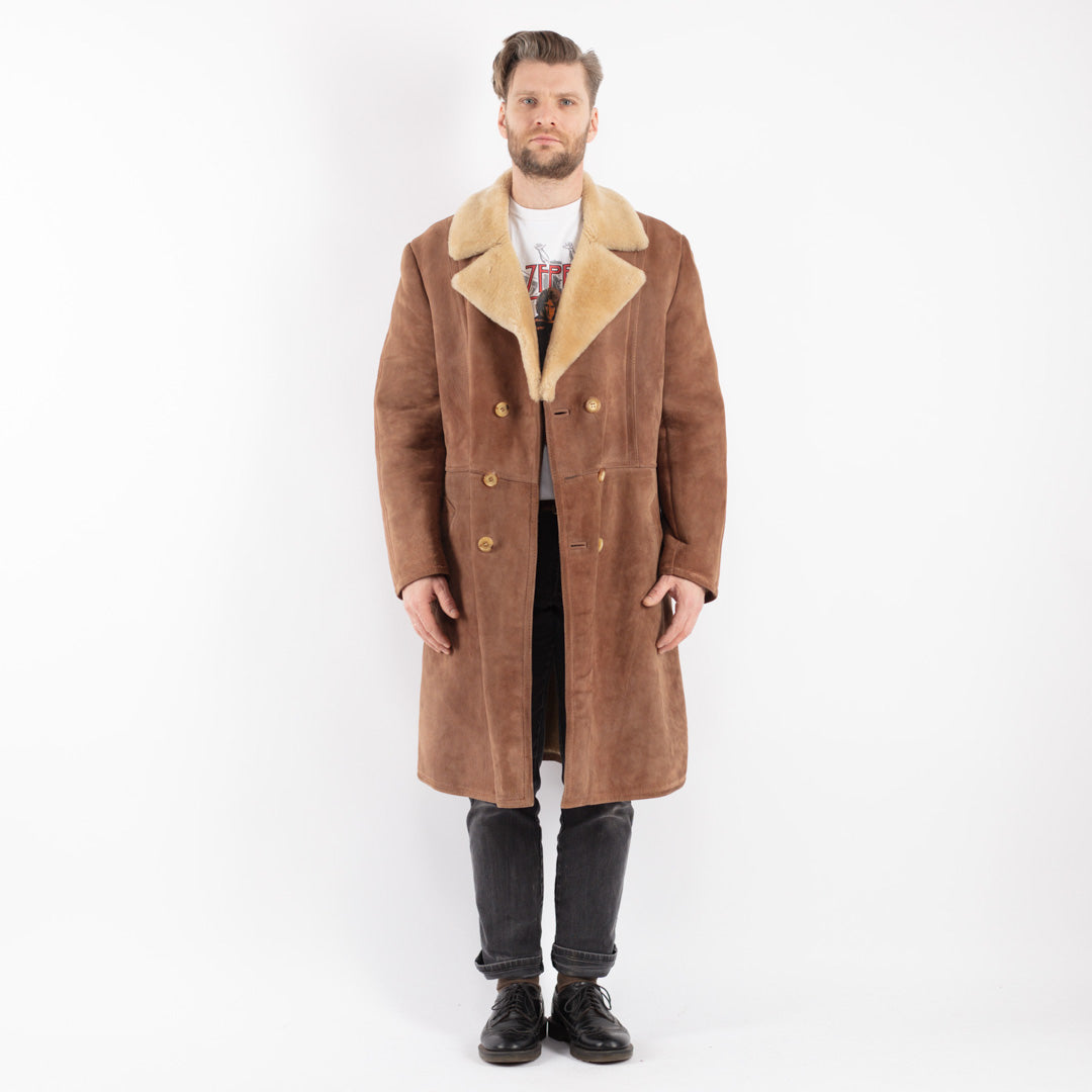 Vintage 70's Men Sheepskin Coat in Brown