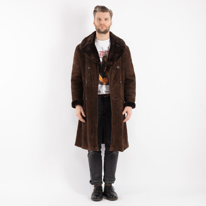 Vintage 70's Men Sheepskin Coat in Brown