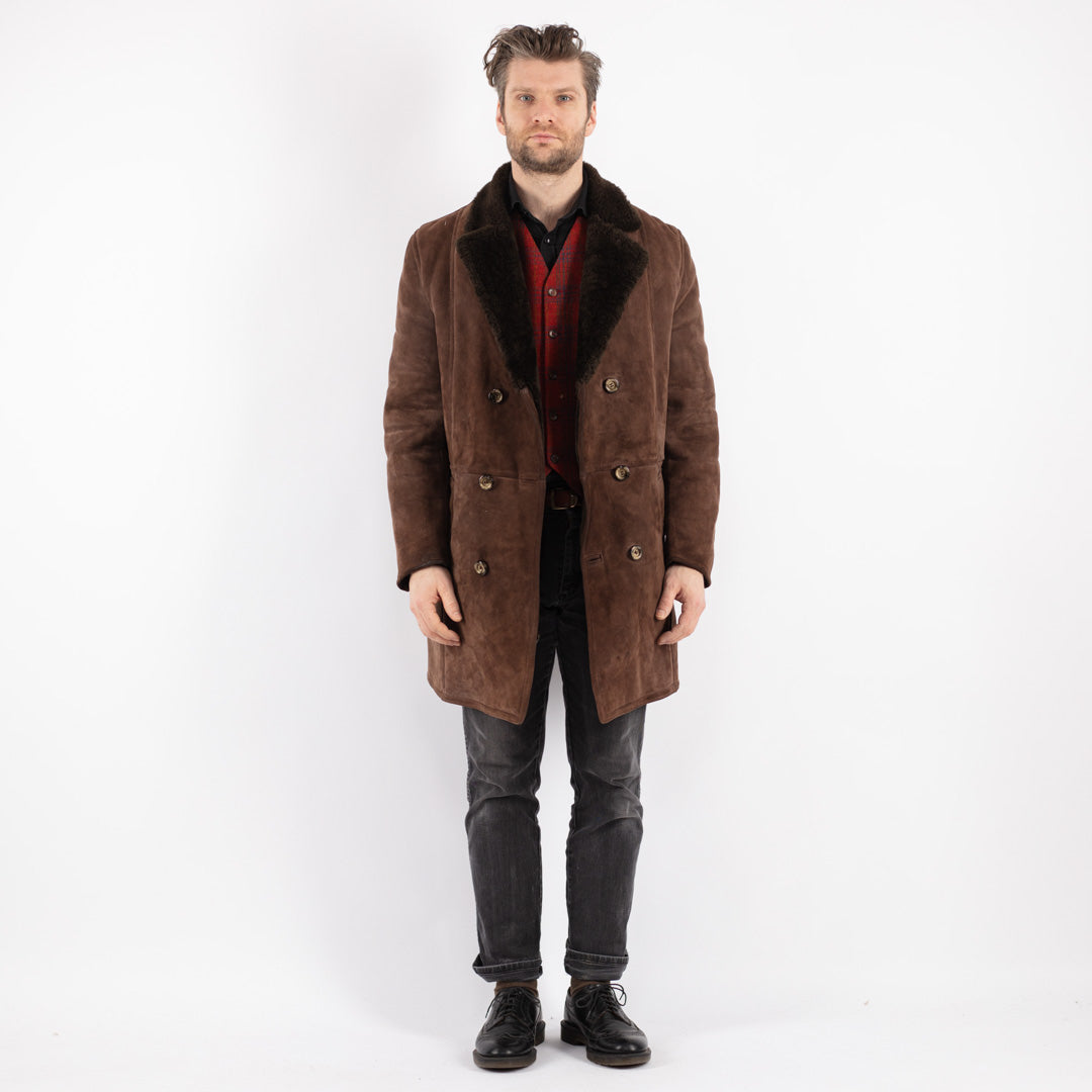 Vintage 70's Men Sheepskin Coat in Brown