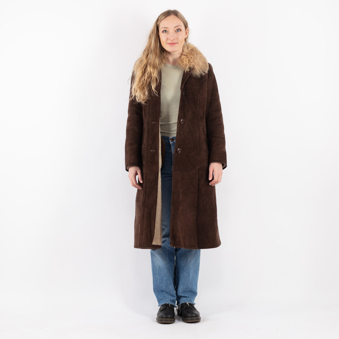 Vintage 70's Women Sheepskin Coat in Brown