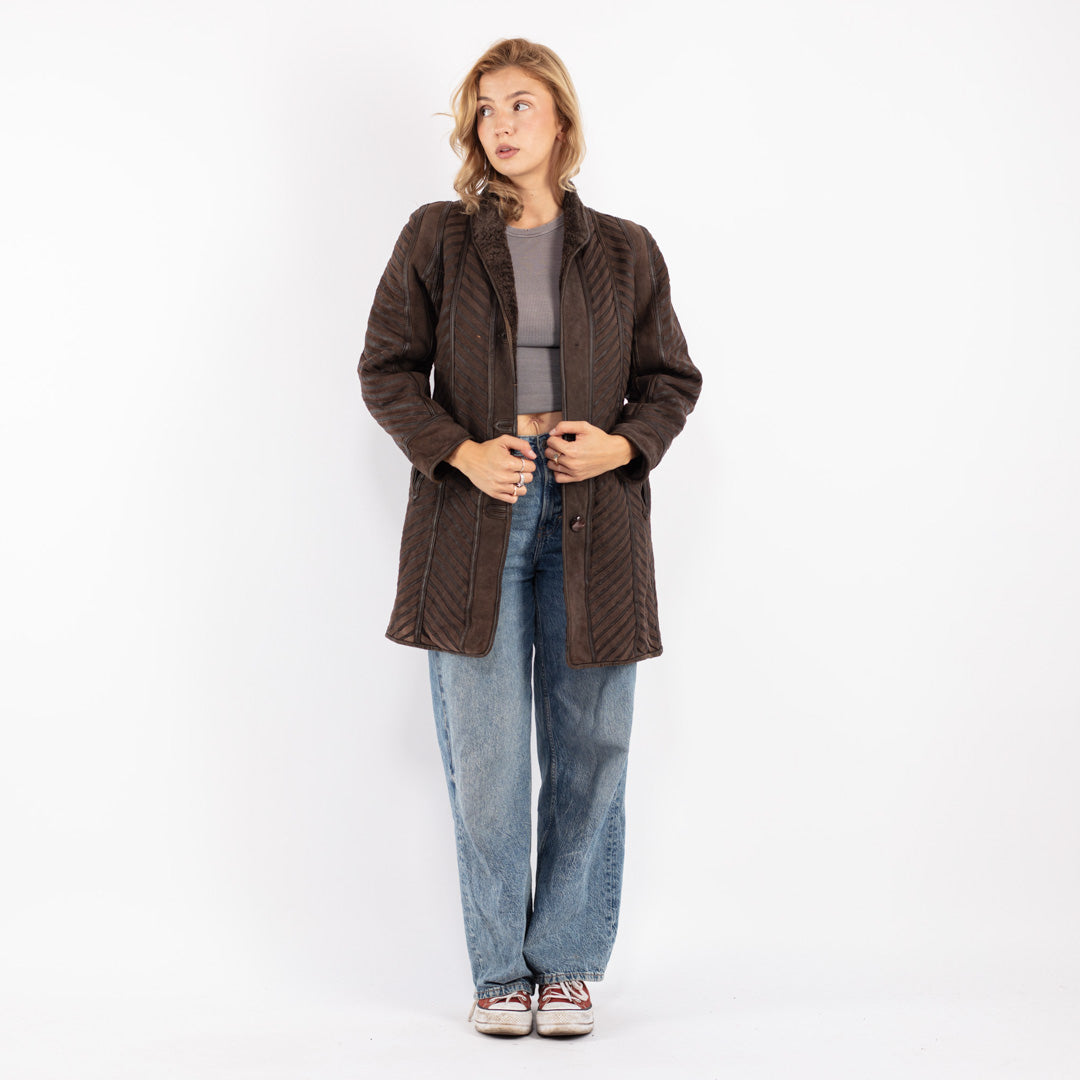 Vintage 70's Women Sheepskin Coat in Brown