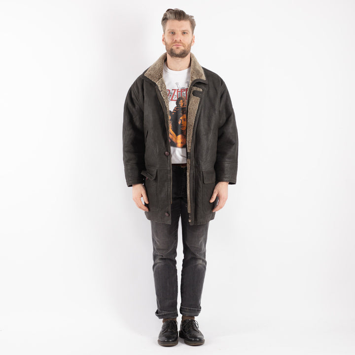 Vintage 90's Men Sheepskin in Black