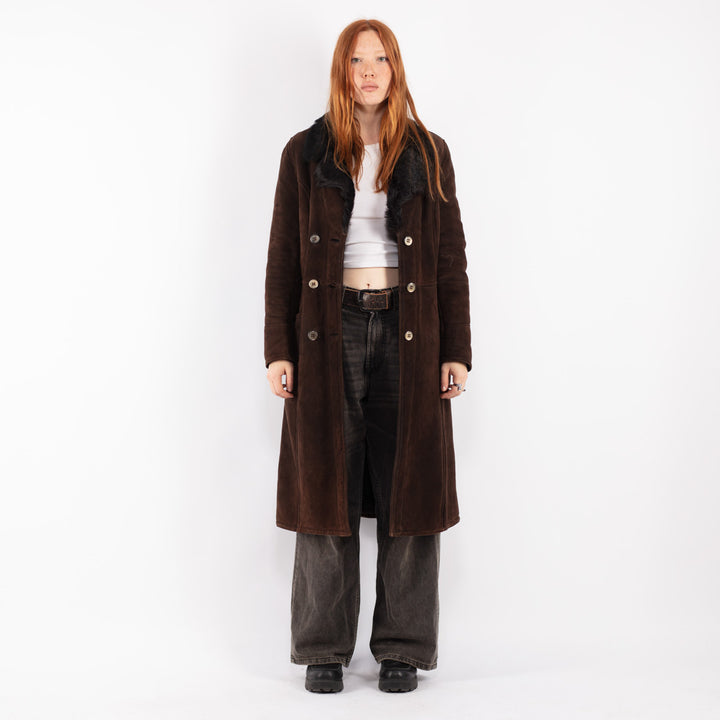 Vintage 70's Women Sheepskin Coat in Brown