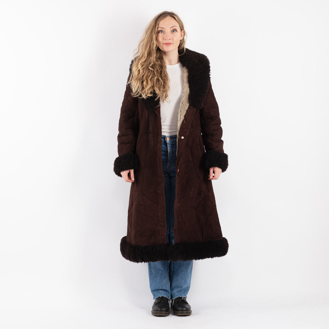 Vintage 70's Women Sheepskin Coat in BrownV9085