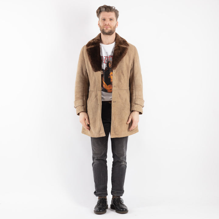 Vintage 70's Men Sheepskin Coat in BeigeZ354