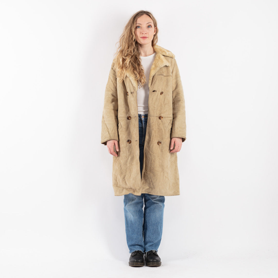 Vintage 70's Women Sheepskin Coat in BeigeV9087