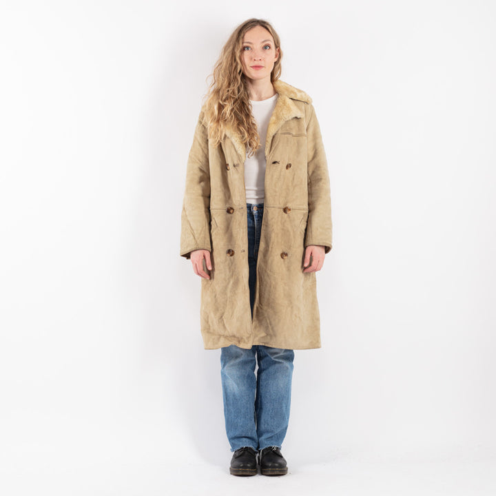 Vintage 70's Women Sheepskin Coat in BeigeV9087