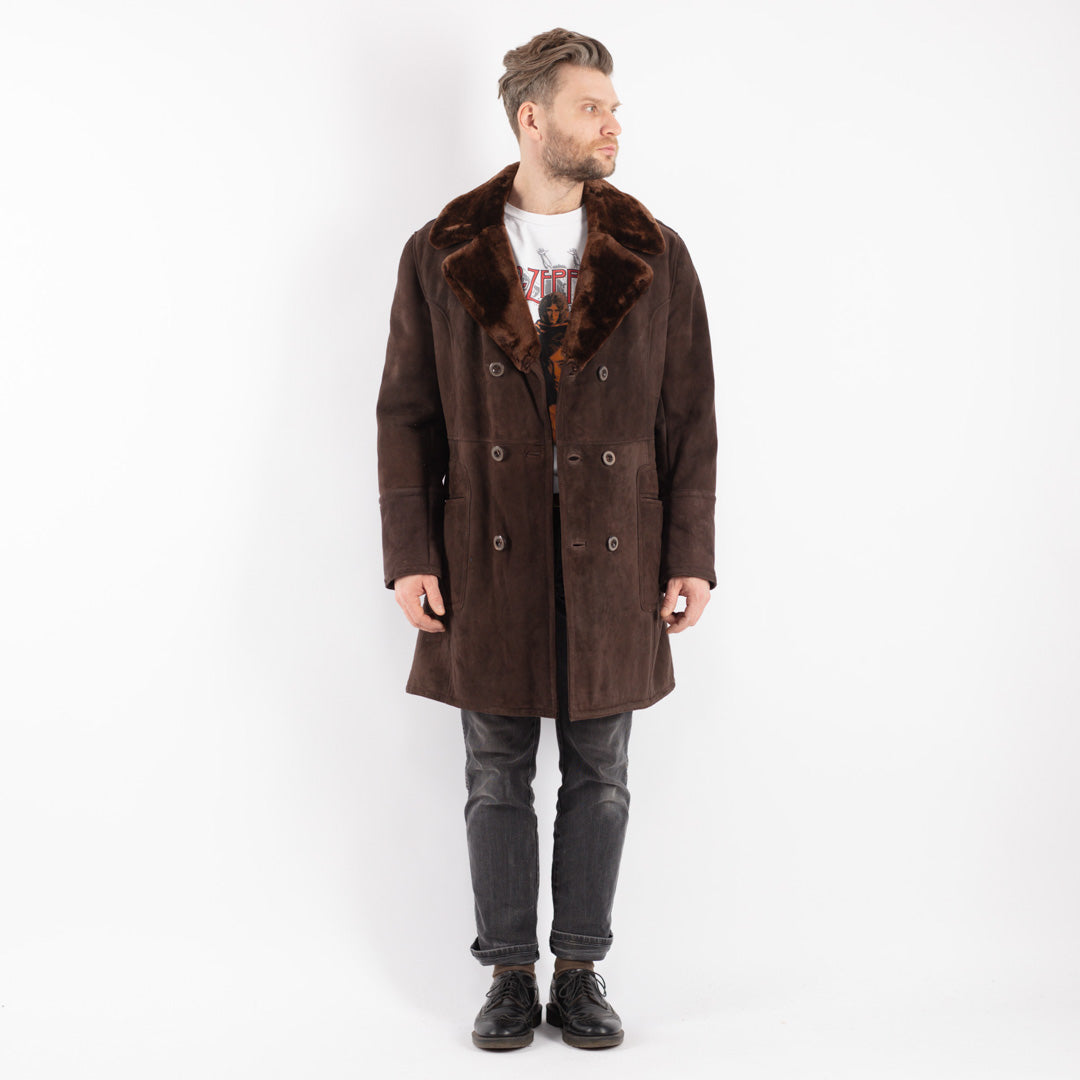 Vintage 70's Men Sheepskin Coat in Brown