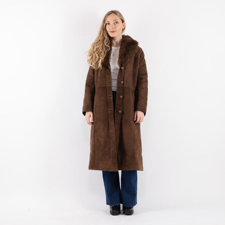 Vintage 70's Women Sheepskin Coat in Brown