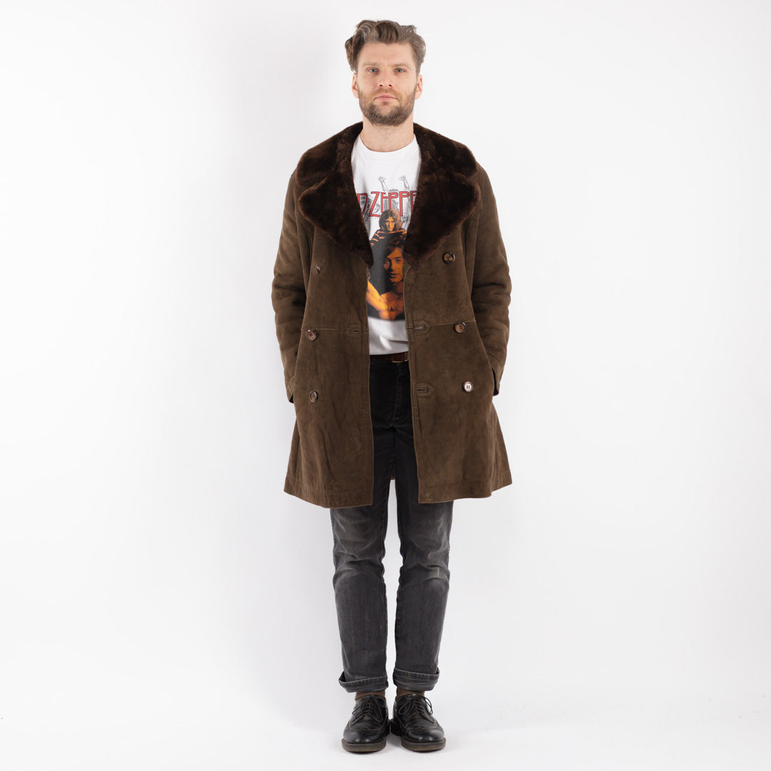Vintage 70's Men Sheepskin Coat in BrownZ356