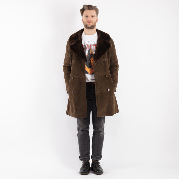 Vintage 70's Men Sheepskin Coat in BrownZ356