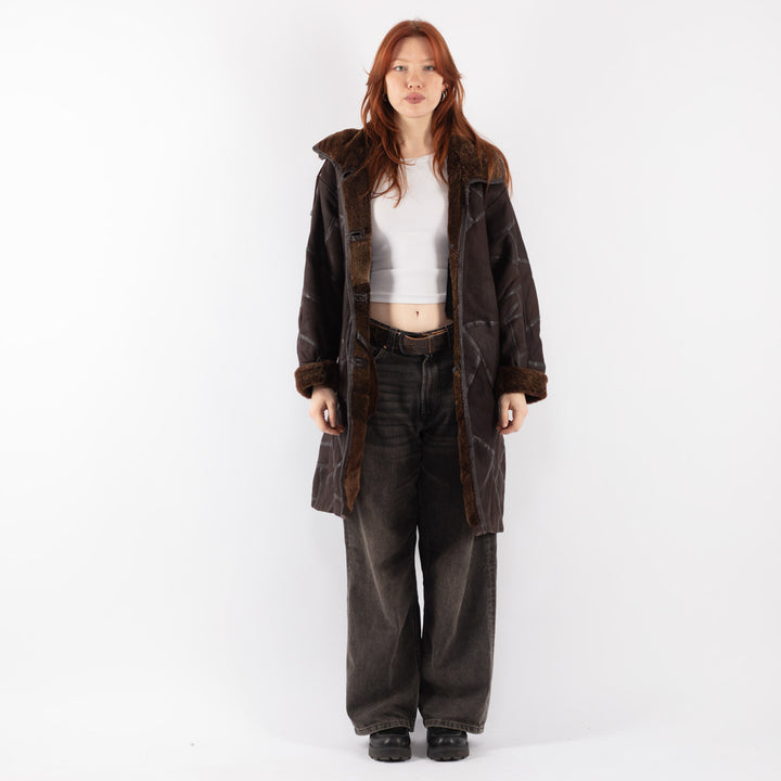 Vintage 90's Women Sheepskin Coat in BrownV8524