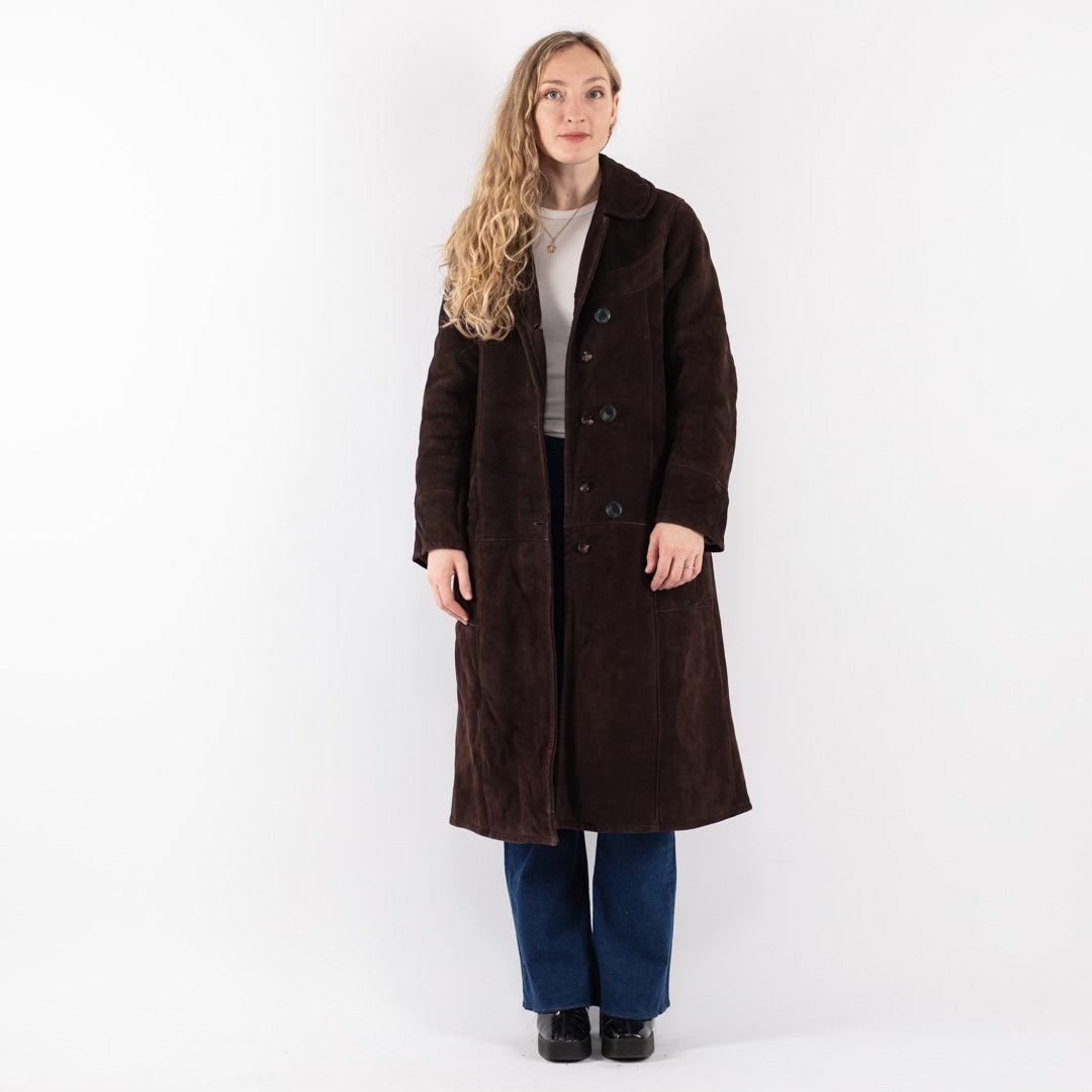 Vintage 70's Women Sheepskin Coat in Brown