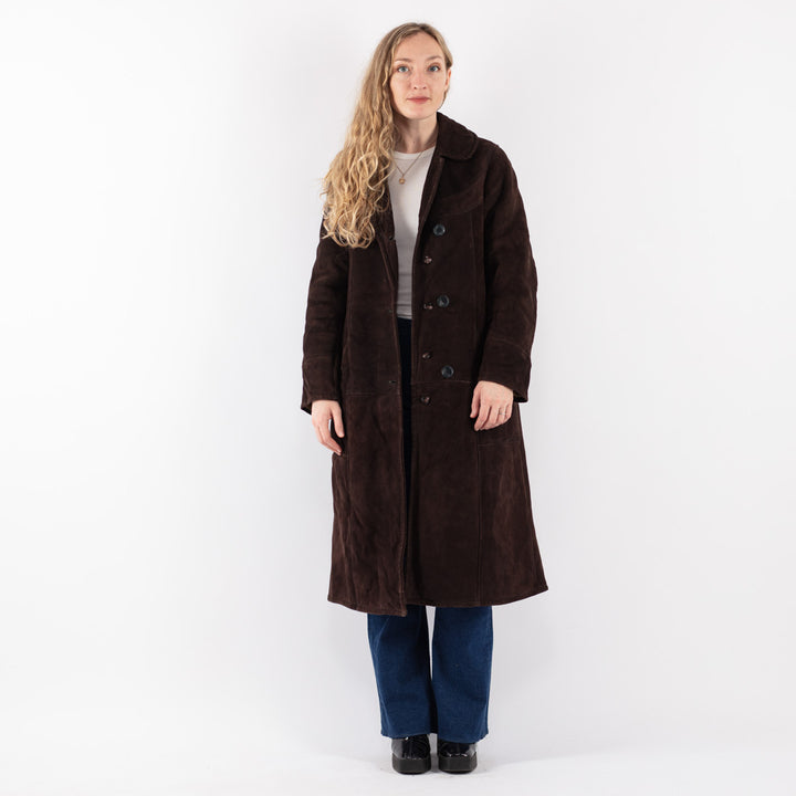 Vintage 70's Women Sheepskin Coat in Brown