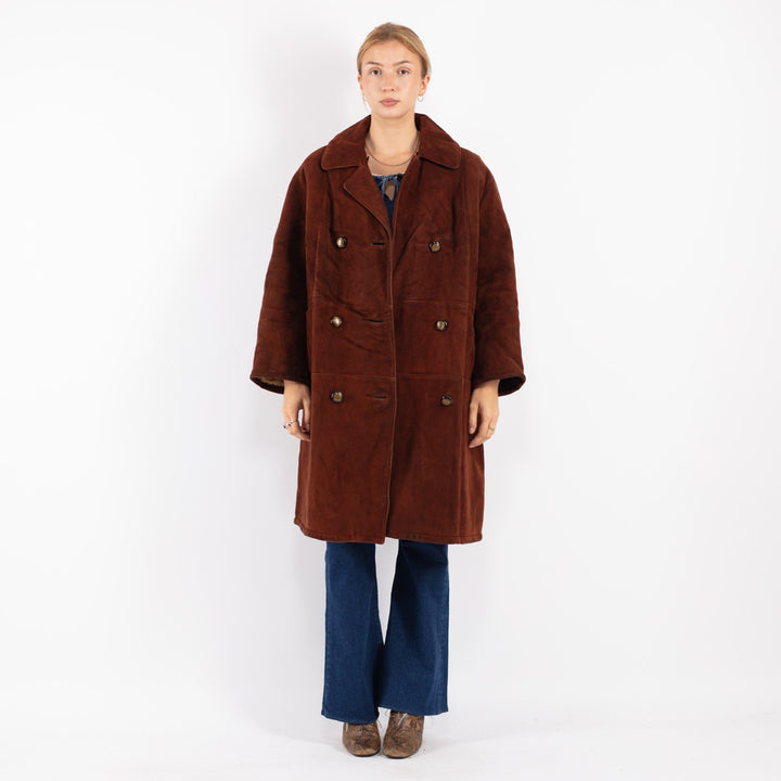 Vintage 70's Women Sheepskin Coat in Brown