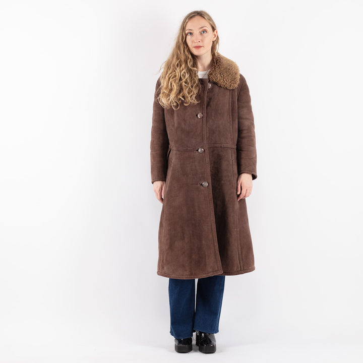 Vintage 70's Women Sheepskin Coat in Brown