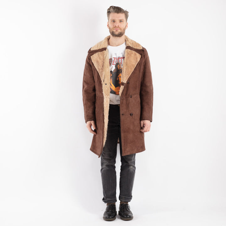 Vintage 70's Men Sheepskin Coat in Brown