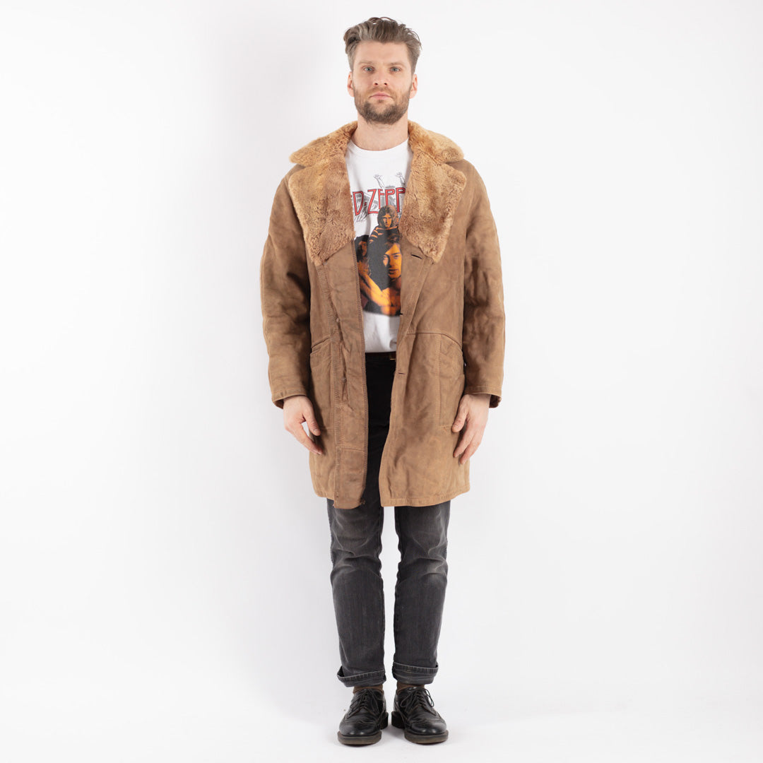 Vintage 70's Men Sheepskin Coat in BeigeZ363