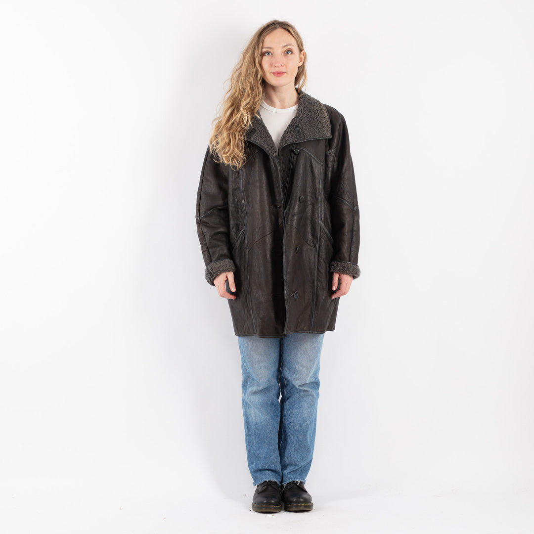 Vintage 90's Women Sheepskin Coat in BrownV9098