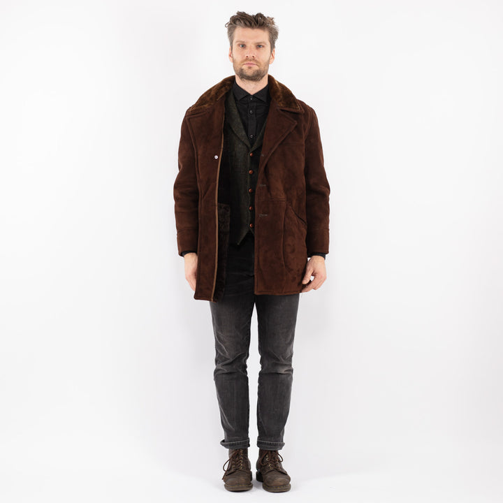 Vintage 70's Men Sheepskin Coat in Brown