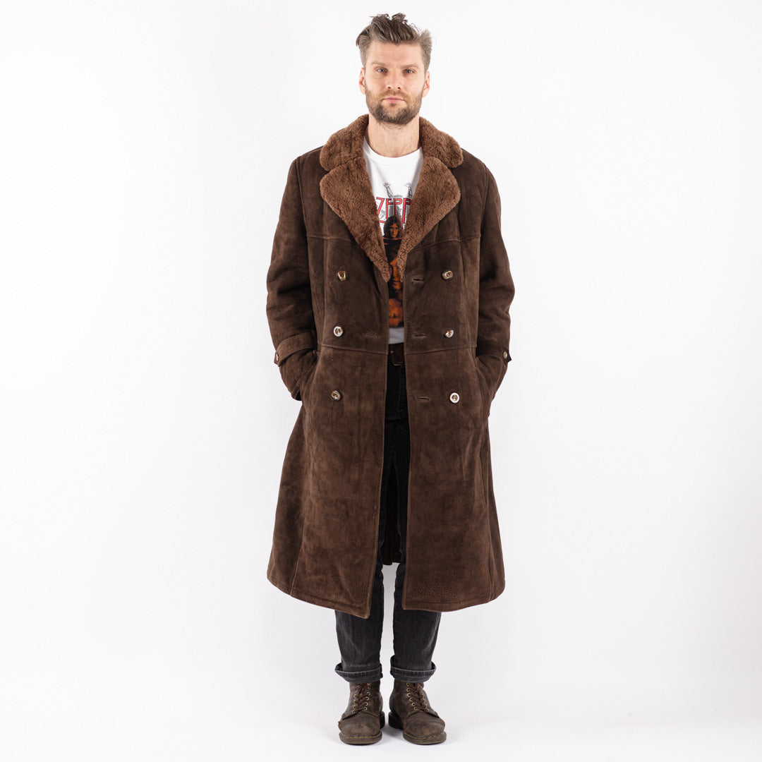 Vintage 70's Men Sheepskin Coat in Brown