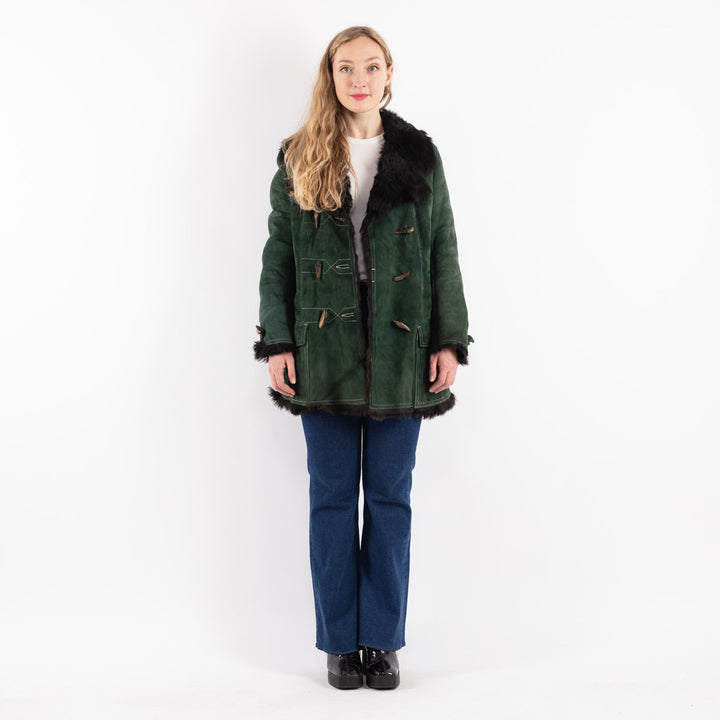 Vintage 70's Women Sheepskin Coat in GreenV8892