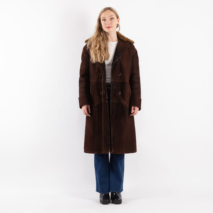 Vintage 70's Women Sheepskin Coat in Brown