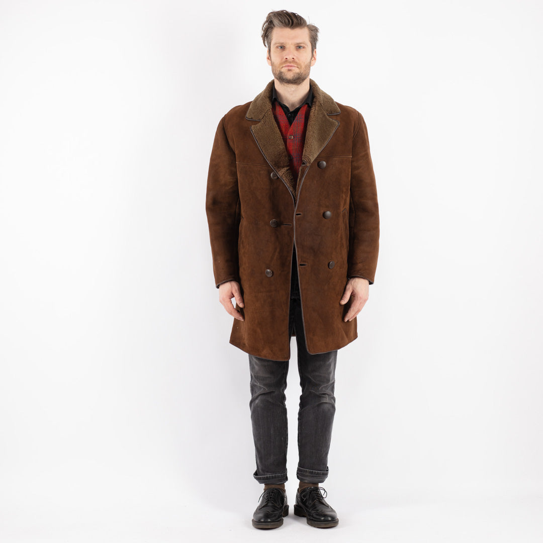 Vintage 70's Men Sheepskin Coat in Brown