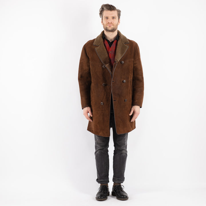 Vintage 70's Men Sheepskin Coat in Brown