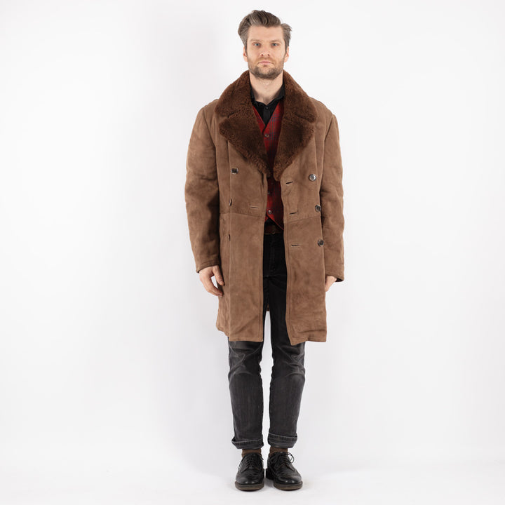 Vintage 70's Men Sheepskin Coat in Brown