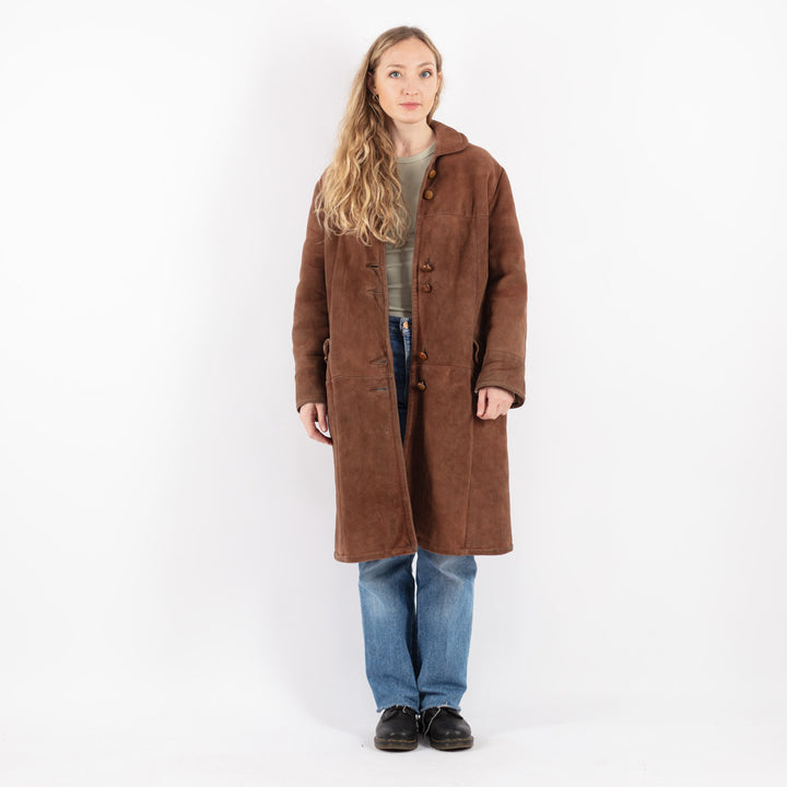 Vintage 70's Women Sheepskin Coat in Brown