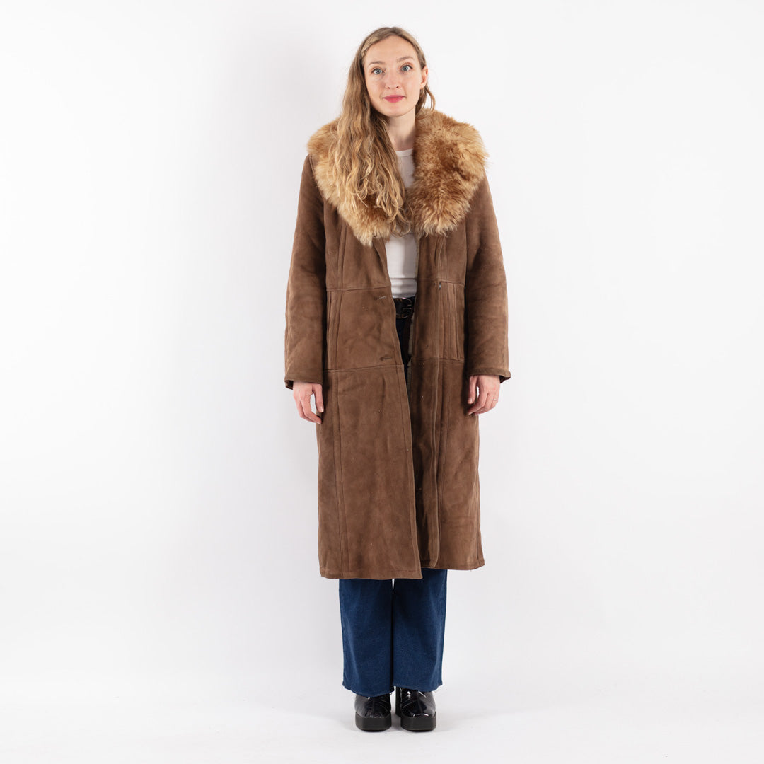 Vintage 70's Women Sheepskin Coat in Beige